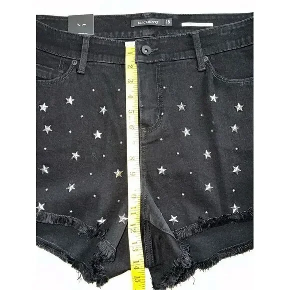 Blackheart Black Star Studded Low Rise Shorts Plus Size 18 - Picture 5 of 7